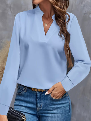 Anouk V - Ausschnitt Bluse - Bluse - Blau - Müller Mode