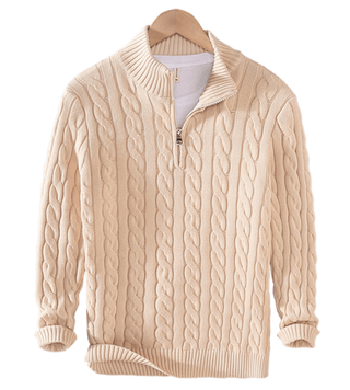 Anton - Pullover mit halbem Reißverschluss - Strickwaren - Beige - Müller Mode