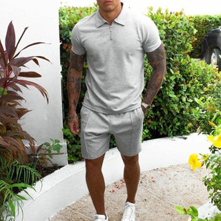 Arthur Polo mit Reißverschluss und Shorts Set - Sets - Grau - Müller Mode