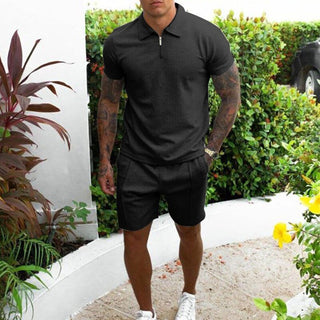 Arthur Polo mit Reißverschluss und Shorts Set - Sets - Schwarz - Müller Mode
