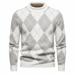 Arvid - Stehkragenpullover - Diamantmuster - Sweatshirts & Hoodies - Hellgrau - Müller Mode