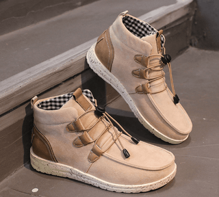 August - Schuhe mit Kordelzug - Stilvolles Samt - Design - Sneakers - Beige - Müller Mode