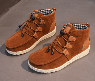 August - Schuhe mit Kordelzug - Stilvolles Samt - Design - Sneakers - Braun - Müller Mode