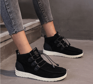 August - Schuhe mit Kordelzug - Stilvolles Samt - Design - Sneakers - Schwarz - Müller Mode