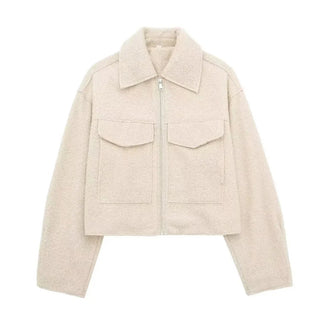 Ayla Kurzjacke mit Reißverschluss und Taschen - Jacken - Beige - Müller Mode