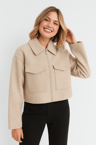 Ayla Kurzjacke mit Reißverschluss und Taschen - Jacken - Beige - Müller Mode