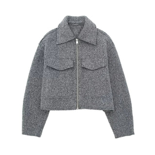 Ayla Kurzjacke mit Reißverschluss und Taschen - Jacken - Grau - Müller Mode