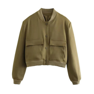 Barbara Blousonjacke mit Taschen Knopfverschluss - Leichte Jacken - Armeegrün - Müller Mode
