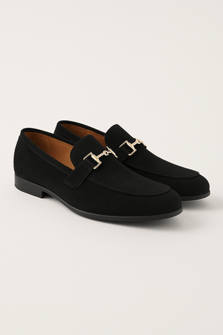Benjamin mit Goldschnalle Wildlederloafer - Loafers - Schwarz - Müller Mode