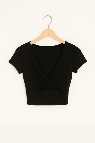 Bettina Crop Top mit V - Ausschnitt - Top - Schwarz - Müller Mode