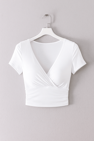 Bettina Crop Top mit V - Ausschnitt - Top - Weiß - Müller Mode