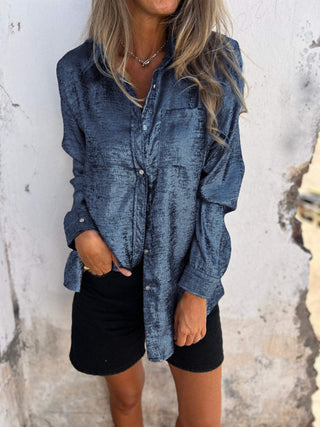 Britney - Bluse - Metallisches Oberteil - Bluse - Blau - Müller Mode