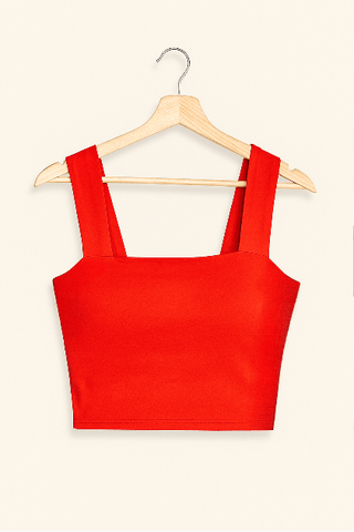 Carla Spaghettiträger Top mit Square Neck - Tops - Rot - Müller Mode