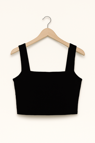 Carla Spaghettiträger Top mit Square Neck - Tops - Schwarz - Müller Mode