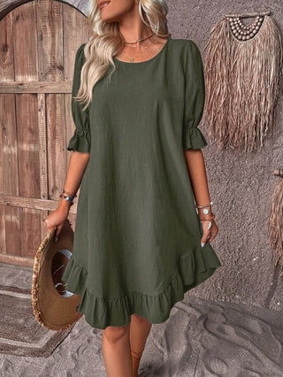 Carla - Volant - Sommerkleid - Bohemian Eleganz - Kleider - Grün - Müller Mode