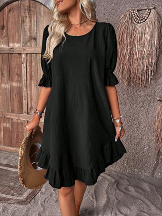 Carla - Volant - Sommerkleid - Bohemian Eleganz - Kleider - Schwarz - Müller Mode