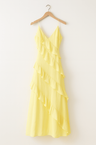 Carlotta Maxikleid mit Neckholder und V - Ausschnitt - Kleider - Gelb - Müller Mode