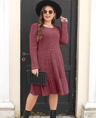 Carolla - Strickkleid mit langen Ärmeln - Kleider - Burgundisch - Müller Mode