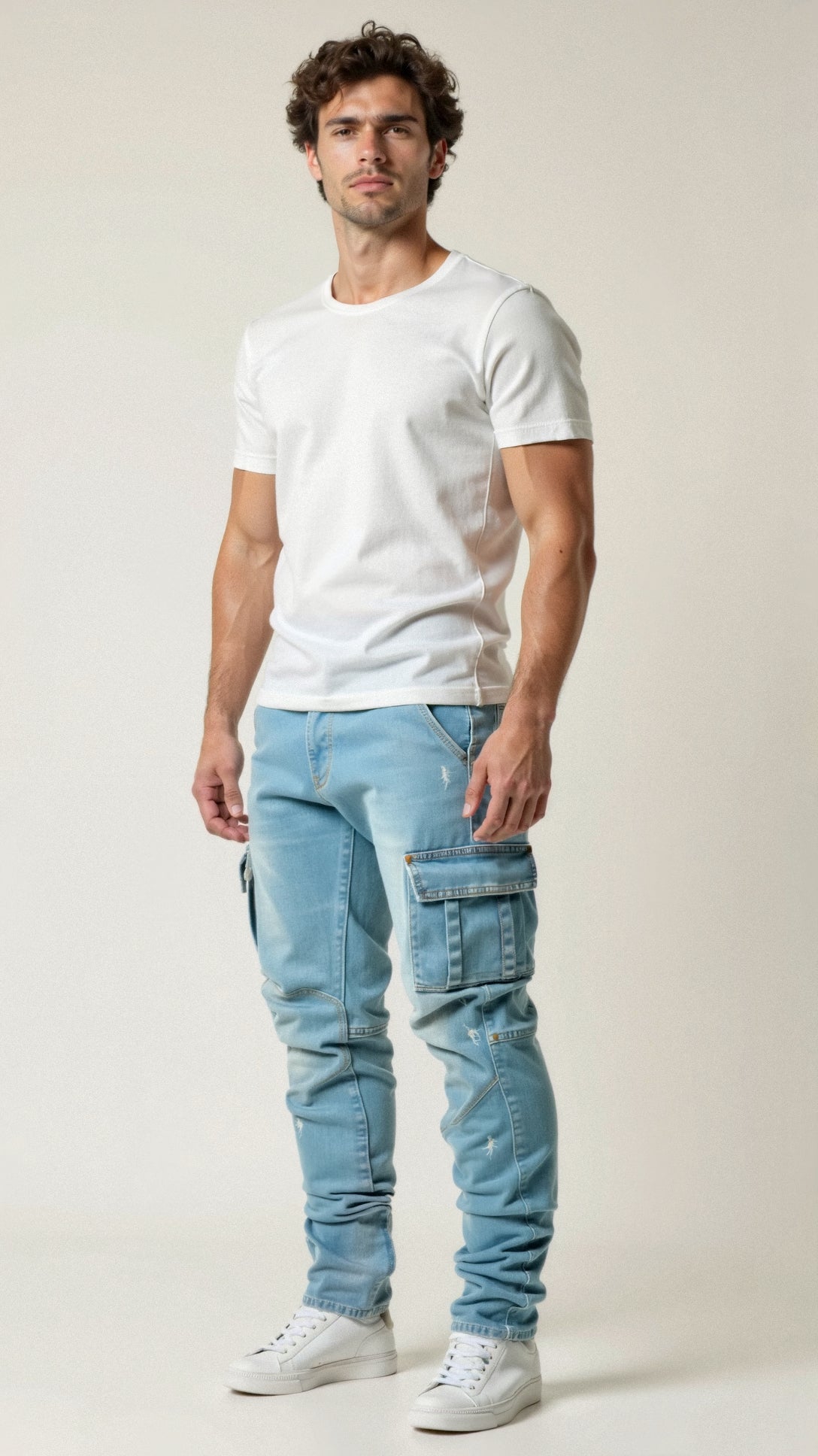 Casper Dehnbare Cargo-Jeans
