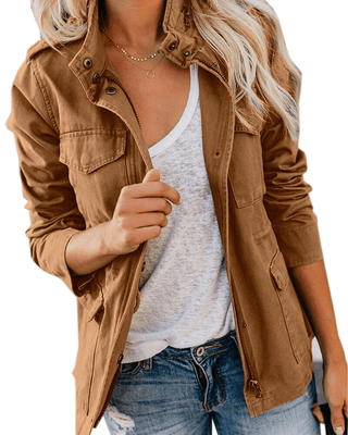 Chantal Jacke mit Reißverschluss und Brusttaschen - Jacken - Braun - Müller Mode