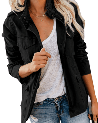 Chantal Jacke mit Reißverschluss und Brusttaschen - Jacken - Schwarz - Müller Mode