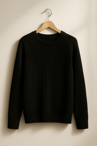 Charles Strickpullover Gerippt Rundhals - Strickwaren - Schwarz - Müller Mode