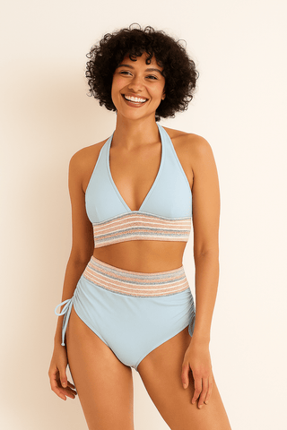 Charlotte Bikini Set mit Häkelbund - Bademode - Blau - Müller Mode