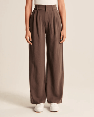 Charmaine - Arbeitshose - Bequemer Weitbeinschnitt - Stoffhosen - Dunkelbraun - Müller Mode