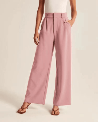 Charmaine - Arbeitshose - Bequemer Weitbeinschnitt - Stoffhosen - Rosa - Müller Mode