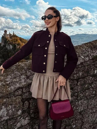 Christa Kurzjacke Military - Stil - Leichte Jacken - Weinrot - Müller Mode