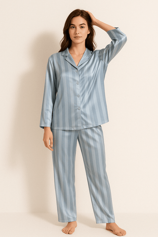 Christabel Gestreiftes Pyjama - Set - Unterwäsche & Nachtwäsche - Grün - Müller Mode