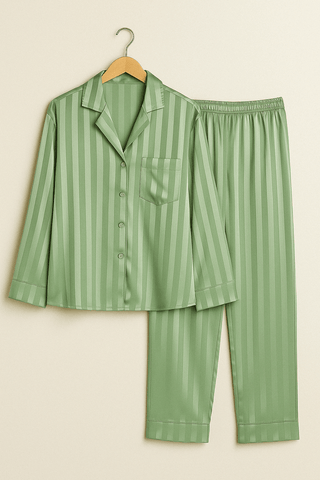Christabel Gestreiftes Pyjama - Set - Unterwäsche & Nachtwäsche - Grün - Müller Mode