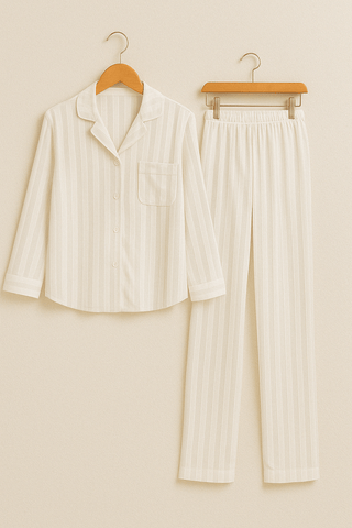Christabel Gestreiftes Pyjama - Set - Unterwäsche & Nachtwäsche - Weiß - Müller Mode