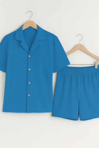 Christian Geripptes Hemd - und - Shorts Set - Set - Blau - Müller Mode