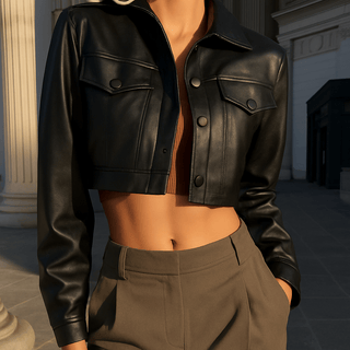 Clara Kunstlederjacke Kurz Cropped - Leichte Jacken - Schwarz - Müller Mode