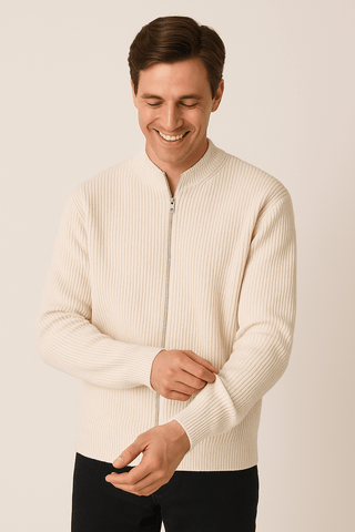 Daniel Strickjacke mit Reißverschluss - Strickwaren - Beige - Müller Mode