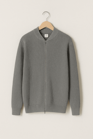 Daniel Strickjacke mit Reißverschluss - Strickwaren - Grau - Müller Mode