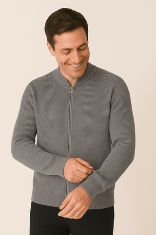 Daniel Strickjacke mit Reißverschluss - Strickwaren - Grau - Müller Mode