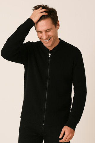 Daniel Strickjacke mit Reißverschluss - Strickwaren - Schwarz - Müller Mode