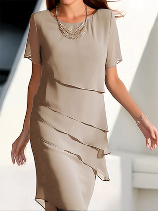 Daria - Plissiertes Chiffonkleid - Hochwertig - Kleider - Khaki - Müller Mode