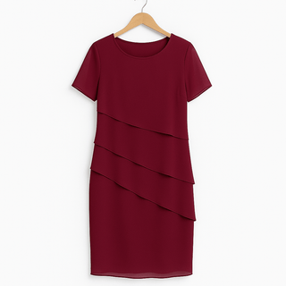Daria Gestuftes Chiffonkleid - Kleider - Rot - Müller Mode