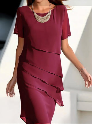 Daria - Plissiertes Chiffonkleid - Hochwertig - Kleider - Rot - Müller Mode