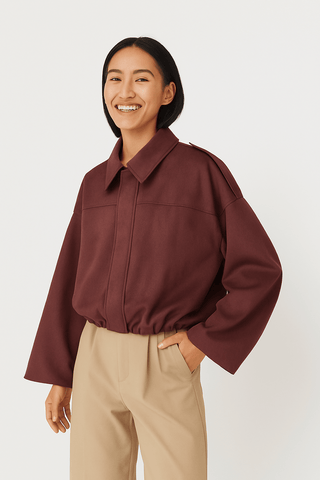 Deborah Kurzjacke Ballonärmel Oversized - Leichte Jacken - Rotbraun - Müller Mode