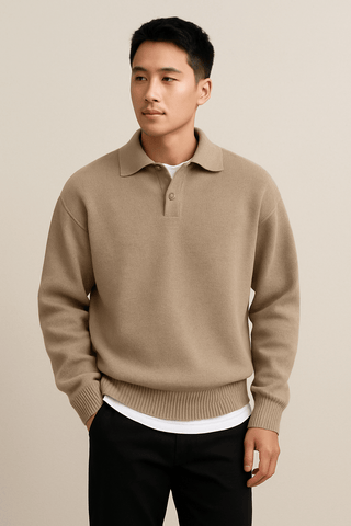 Declan Strickpullover mit Polokragen - Strickwaren - Beige - Müller Mode