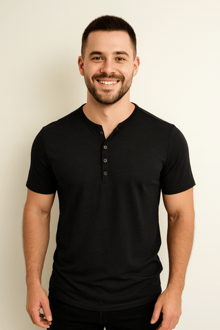 Dirk Henley - Shirt mit Knopfleiste - Hemden - Schwarz - Müller Mode