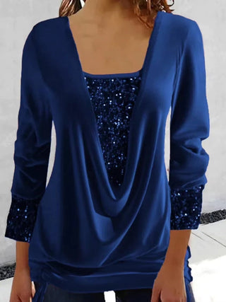 Edith - Glitzertop - Bluse - Blau - Müller Mode