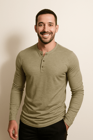 Edmund Langarm - Henley - Shirt - Hemden - Grun - Müller Mode