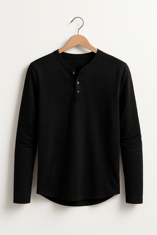 Edmund Langarm - Henley - Shirt - Hemden - Schwarz - Müller Mode