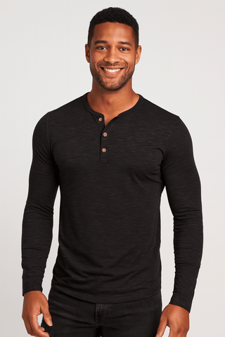 Edmund Langarm - Henley - Shirt - Hemden - Schwarz - Müller Mode
