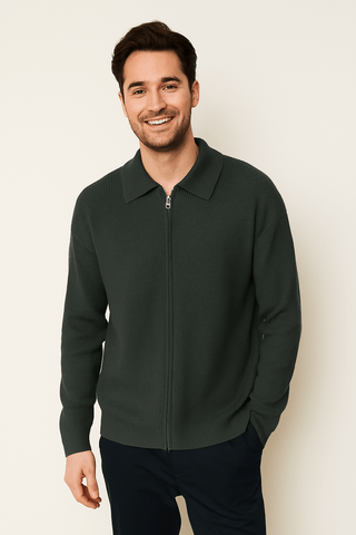 Eli Strickjacke mit Reißverschluss - Strickwaren - Grau - Müller Mode